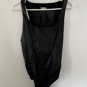 Free People Black Mesh Detail Top